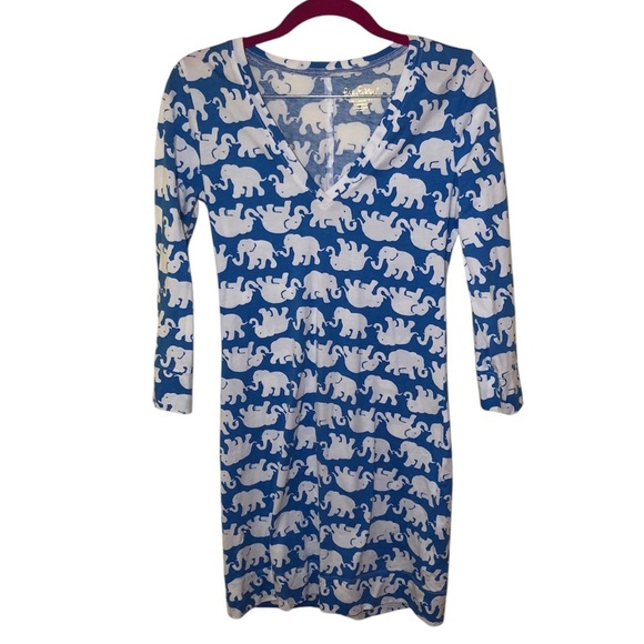 Lilly Pulitzer cotton t shirt Dress Tusk In Sun Bay Elephant Print size XXS - Picture 2 of 10